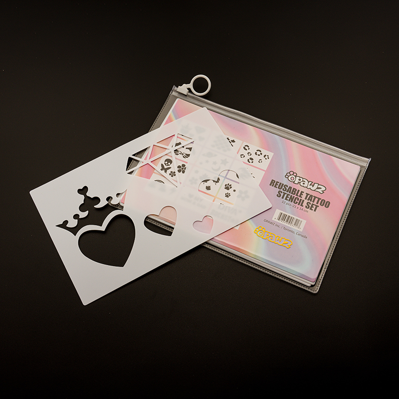   12 Pochoirs/Stencils non adhésif  réutilisable en plastique Opawz